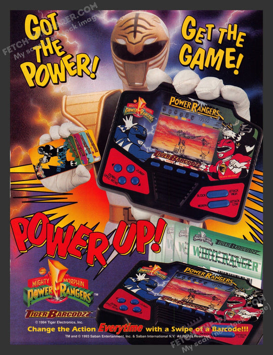 1994 Print Advertisement Power Rangers Tiger Electronics Video Game Ad.