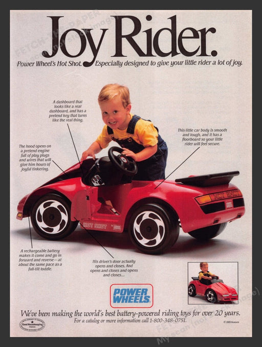 1989 Power Wheels Hot Shot Red Car Print Advertisement Ad