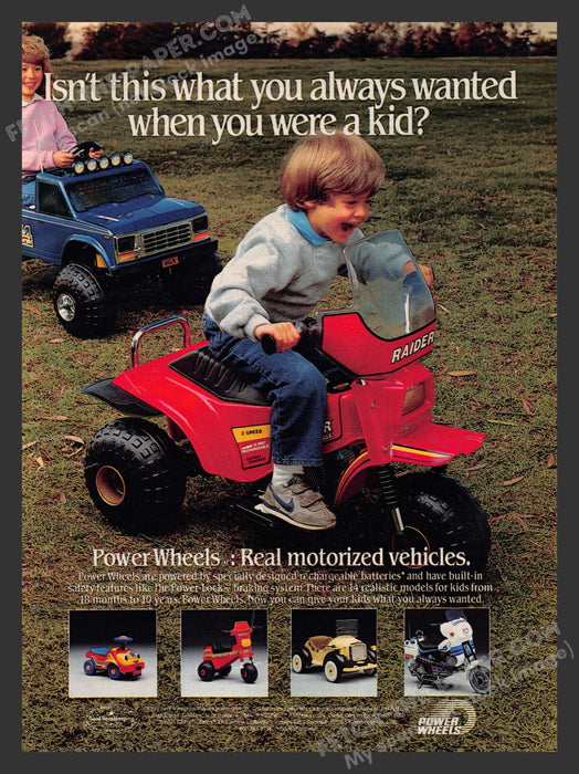 1985 Print Advertisement Power Wheels Motorized Vehicles Kids Toys 1980s Ad.