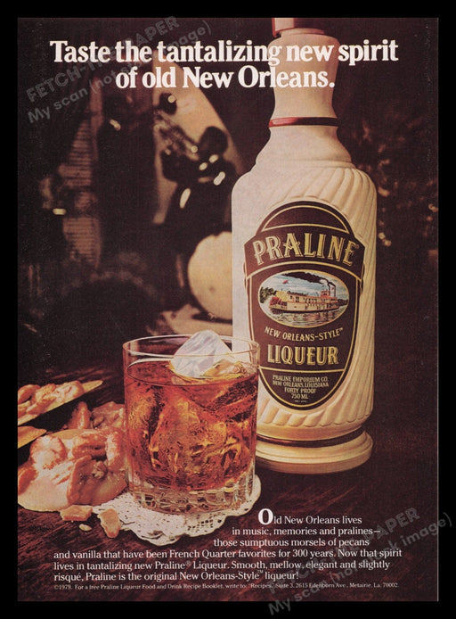 Praline Liqueur 1970s Print Advertisement Ad 1979 Old New Orleans Fetch the Paper!