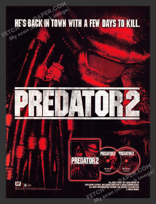 2005 Print Advertisement Predator 2 DVD Movie Release Ad.