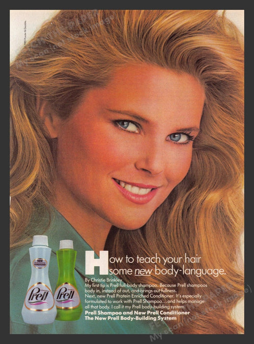 1984 Prell Shampoo Christie Brinkley Print Advertisement Ad