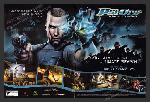 2004 Psi-Ops: The Mindgate Conspiracy Video Game Print Advertisement (2 Pages)