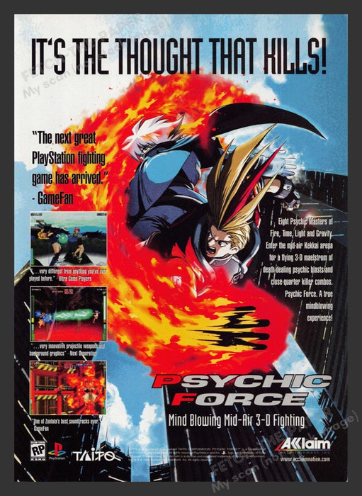 1997 Psychic Force "It's the thought that kills!" Video Game Print Advertisement