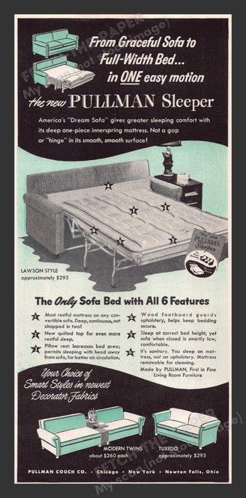 1948 Pullman Sleeper Couch Sofa Bed Print Advertisement Ad
