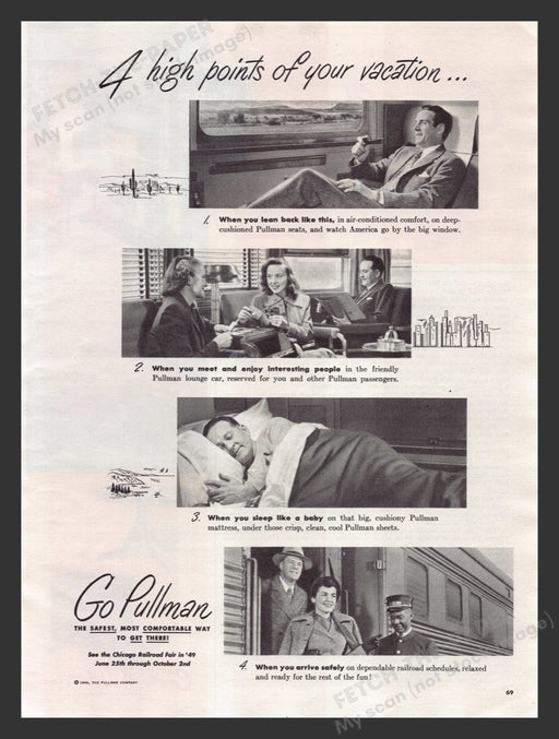 1949 Pullman Train Cars Print Advertisement Ad