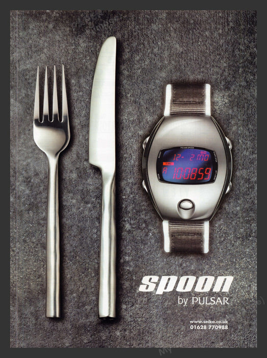 1999 Pulsar Watches "Spoon" Seiko Print Advertisement Ad.
