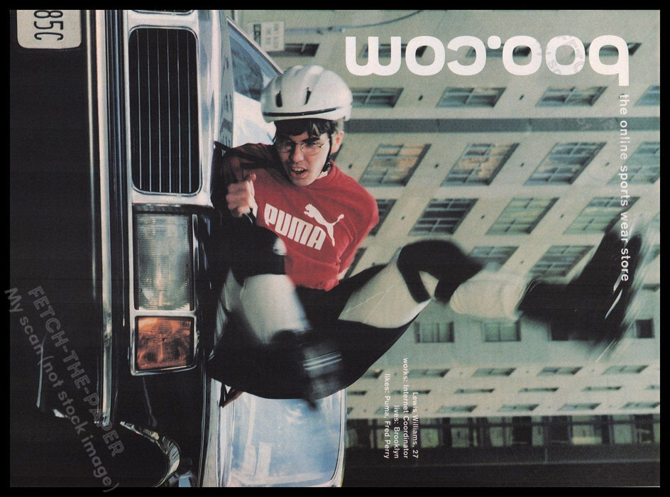 Puma Clothing 1990s Print Advertisement Ad 1999 Fetch the Paper!