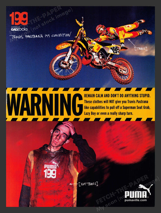 2002 Puma Clothing Travis Pastrana 199 Collection Athlete Print Advertisement Ad.