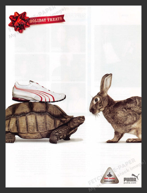 2005 Puma Holiday Treats Hare & Tortoise Print Advertisement Ad