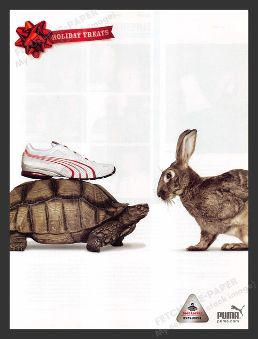 2005 Puma Holiday Treats Hare & Tortoise Print Advertisement Ad