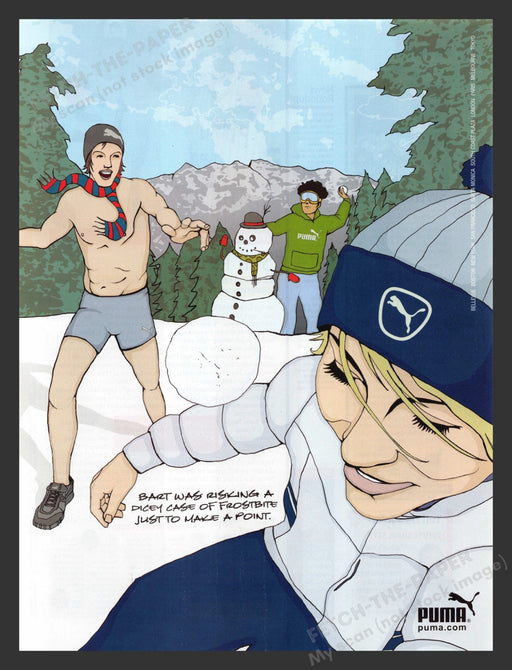 2003 Puma Illustration Snowball Fight Print Advertisement Ad
