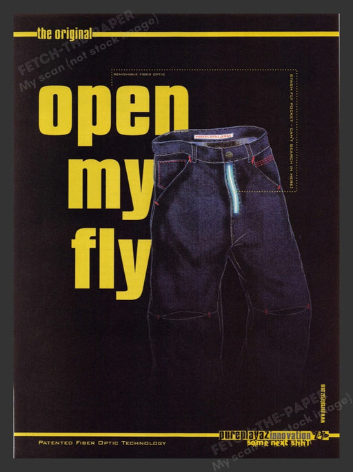 2000 PurePlayaz Jeans "Open My Fly" Print Advertisement Ad