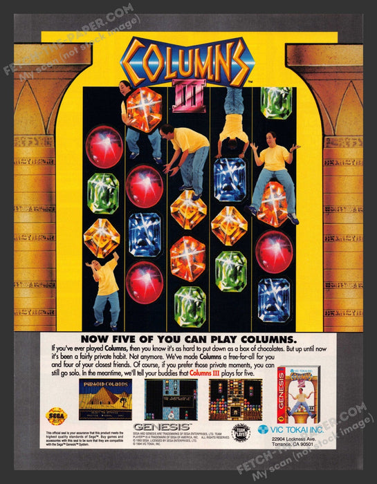 1994 Print Advertisement Pyramid Columns III Video Game Ad.