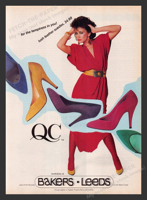 1984 QC Colored Pumps Leather Suede Shoes Print Advertisement Ad