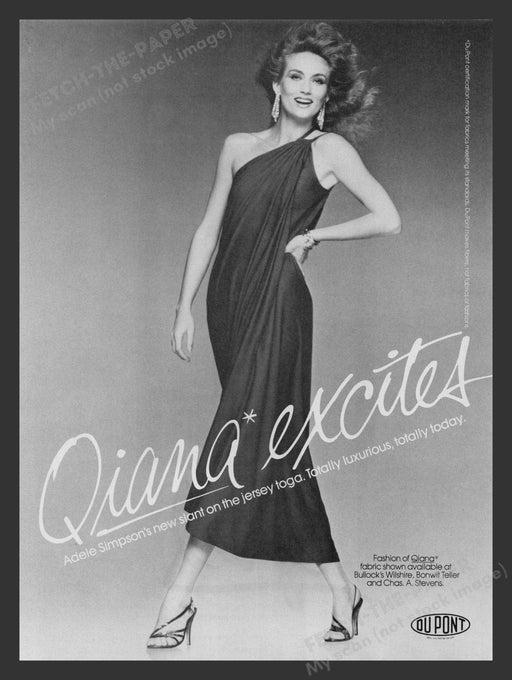 Qiana Adele Simpson Jersey Toga Model 1980s Print Advertisement 1981 Fetch the Paper!