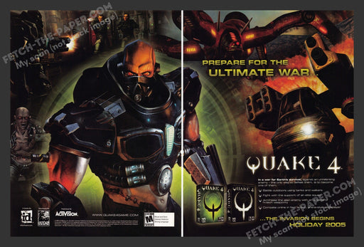 2005 Print Advertisement 2 Page Quake 4 Video Game Ad.