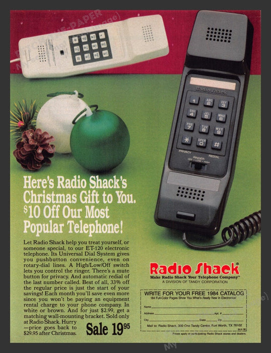 1983 Radio Shack ET-120 Electronic Telephone Christmas Print Advertisement Ad