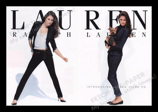 Ralph Lauren Jeans 2000s Print Advertisement (2 pages) 2007 Yorkie Dog Fetch the Paper!