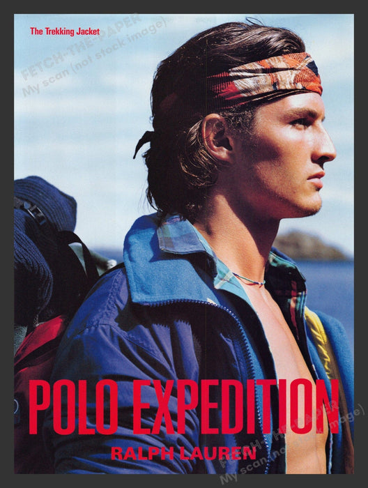 Ralph Lauren Polo Expedition Hunky Male Model 1990s Print Advertisement 1993 Fetch the Paper!