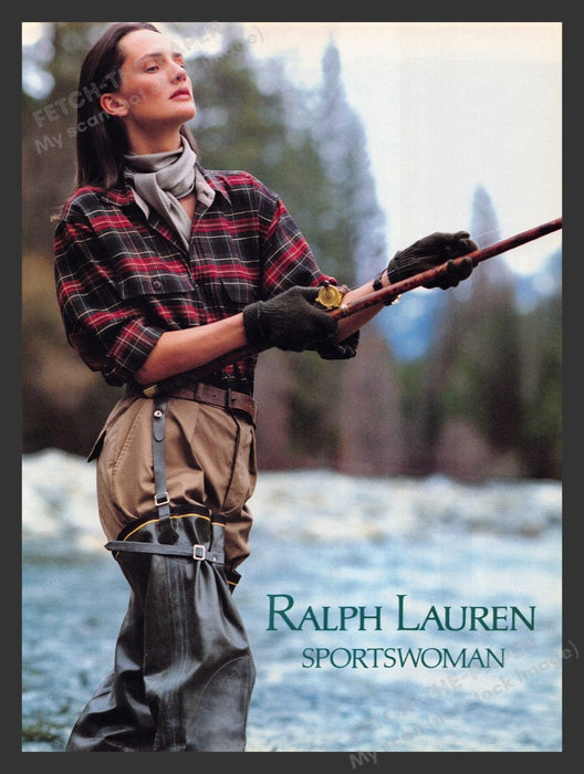 1990 Ralph Lauren Sportswoman Clothing Fly Fishing Print Advertisement Ad
