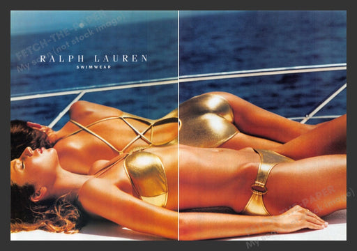 2000 Ralph Lauren Swimwear Gold Bikini Print Advertisement (2 Pages)