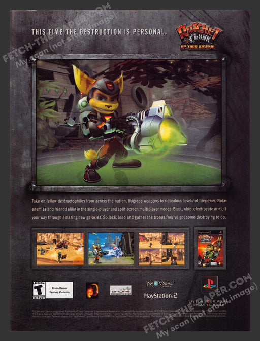 2005 Print Advertisement Ratchet Clank: Up Your Arsenal Close Up Video Game Ad.