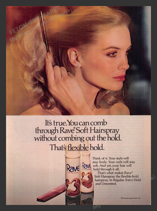 1981 Rave Soft Hairspray Blonde Print Advertisement Ad