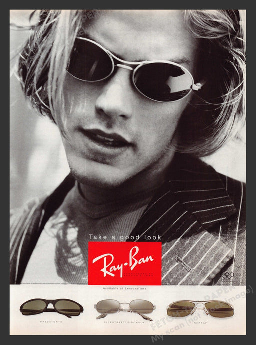 Ray-Ban Sexy Male Model Sunglasses 1990s Print Advertisement 1996 Fetch the Paper!