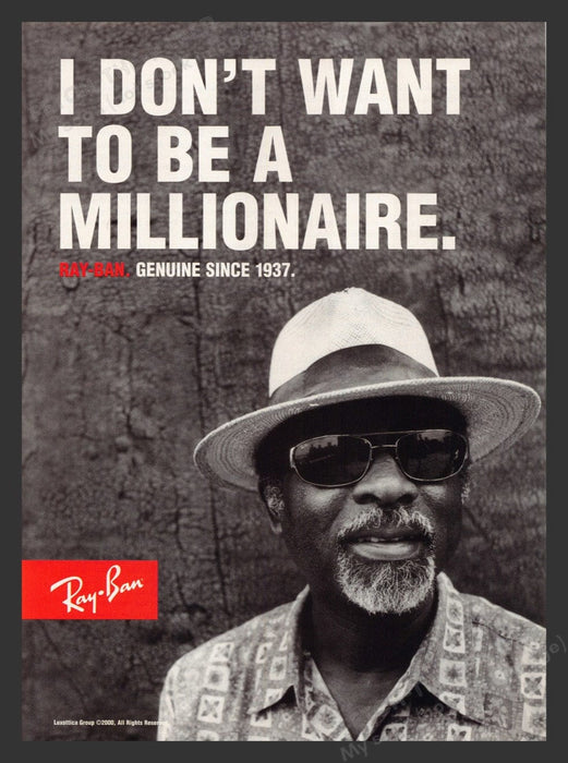 2000 Ray Ban Sunglasses Millionaire Print Advertisement Ad