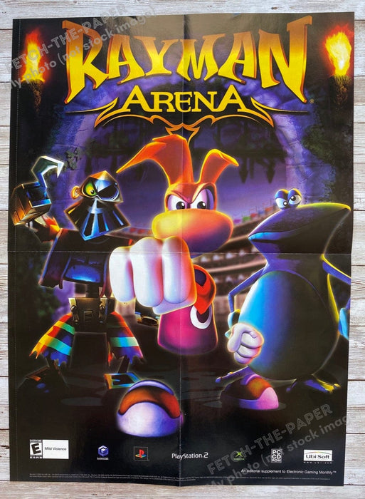 Rayman Arena 2000s Video Game 14.75" x 20.25" ORIGINAL Poster 2002 Fetch the Paper!
