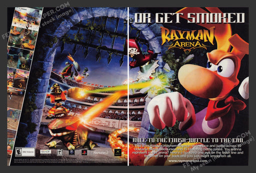 2002 Print Advertisement 2 Page Rayman Arena Video Game Ad.