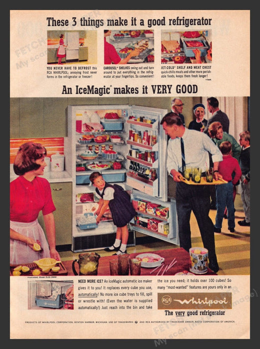 1964 RCA Whirlpool Refrigerator IceMagic Print Advertisement Ad
