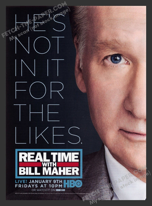 2015 Print Advertisement Real Time with Bill Maher HBO T.V. Show Ad.