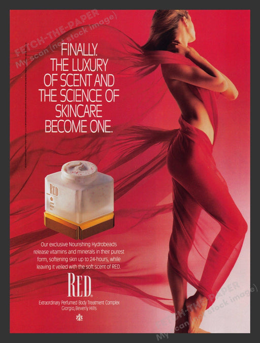 Red 1990s Print Advertisement 1991 Skincare Model Hydrobeads Fetch the Paper!