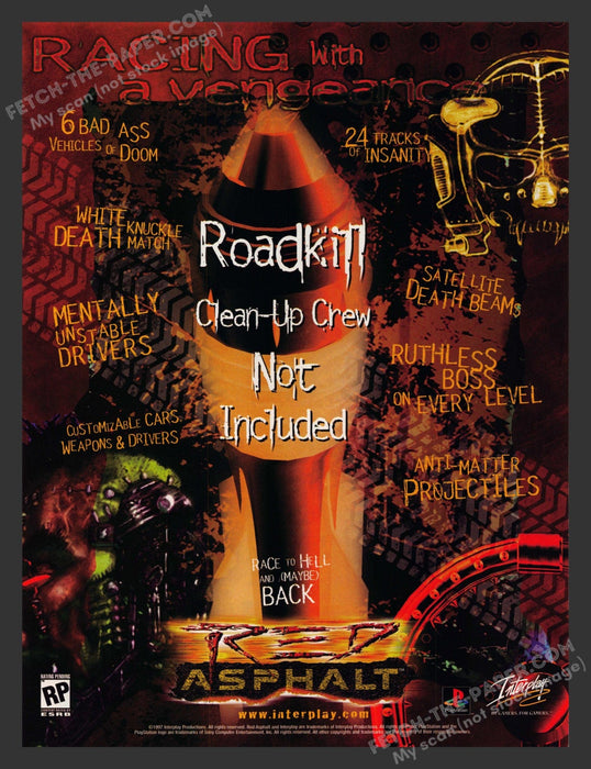 1997 Print Advertisement Red Asphalt Video Game Ad.