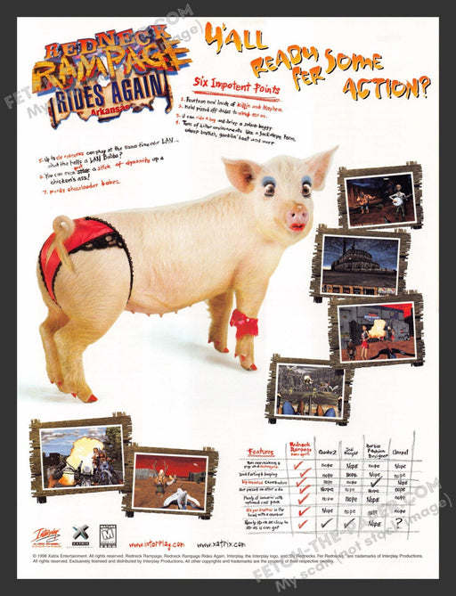 1998 Print Advertisement Red Neck Rampage: Rides Again Arkansas Video Game Ad.