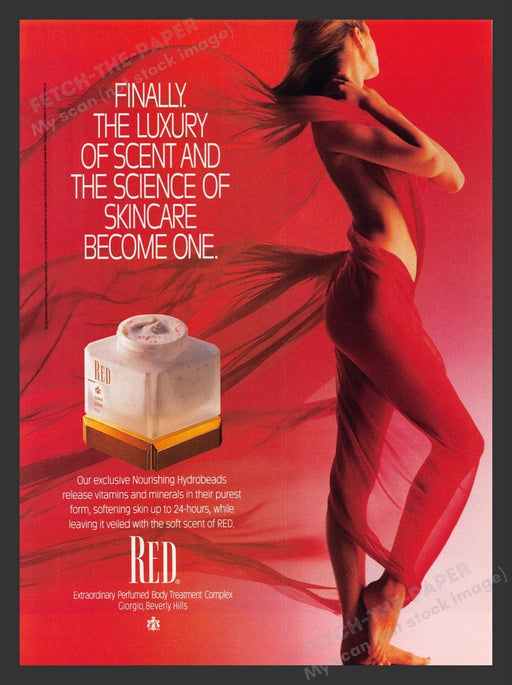 1990 Red Nourishing Hydrobeads Sexy Model Print Advertisement Ad