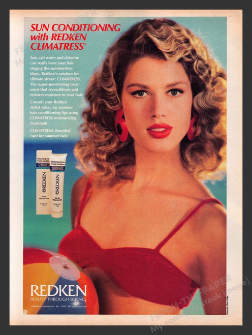 1987 Redken Climatress Hair Reconditioner for Sun Print Advertisement Ad