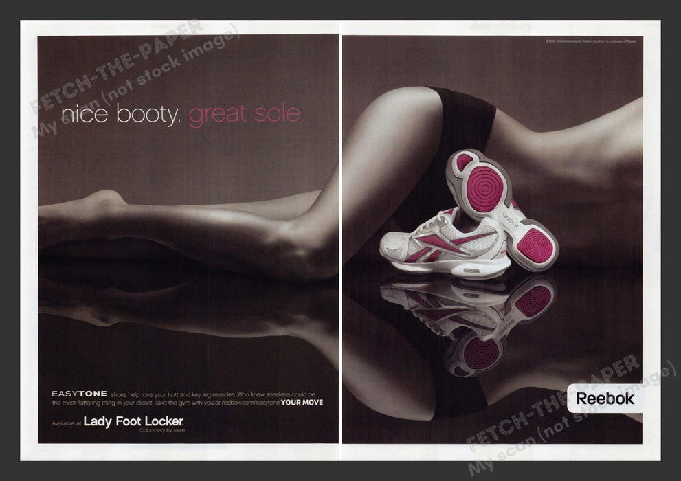 Reebok 2000s Print Advertisement (2 pages) 2009 Shoes "Nice Booty. Great Sole." Fetch the Paper!