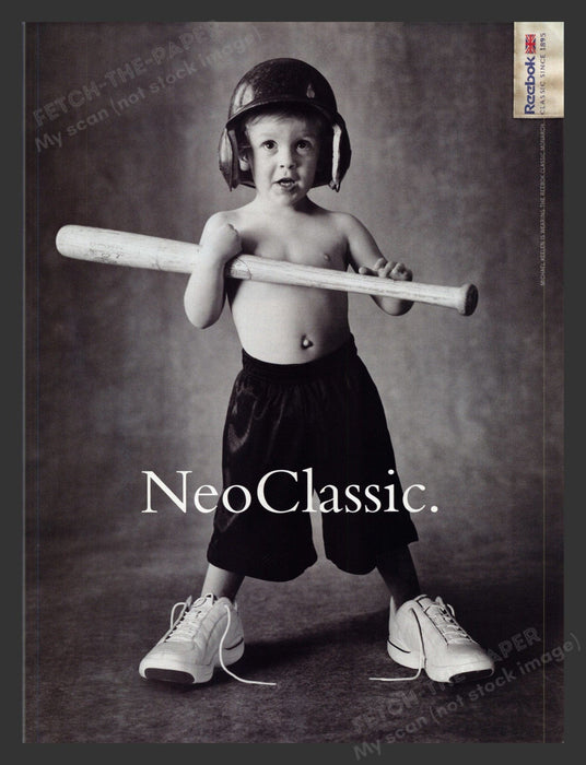 2000 Reebok Shoes NeoClassic Little Baseball Boy Print Advertisement Ad.