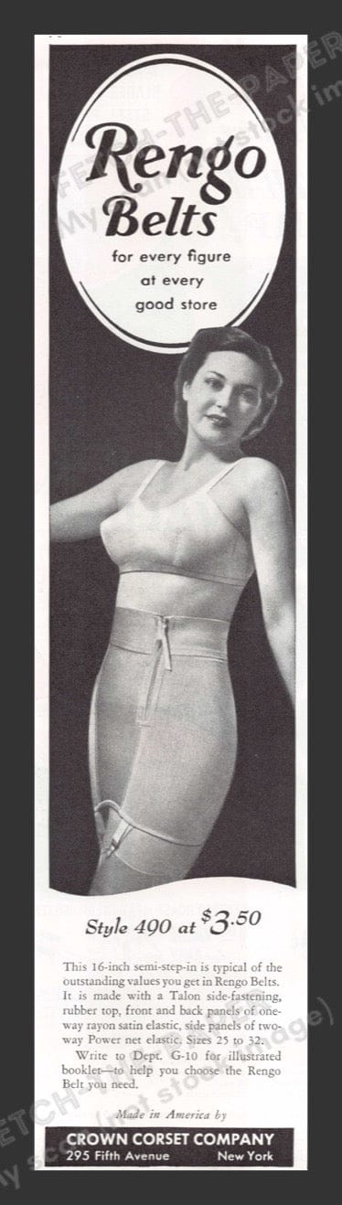 1940 Rengo Belts Crown Coreset Company Print Advertisement Ad