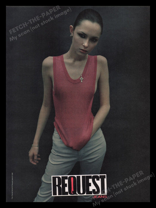 Request Jeans 1990s Print Advertisement Ad 1996 Skinny Teen Model Fetch the Paper!
