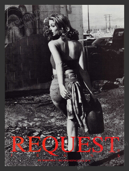 Request Jeans Car Mechanic Chick 1990s Print Advertisement Ad 1993 Fetch the Paper!