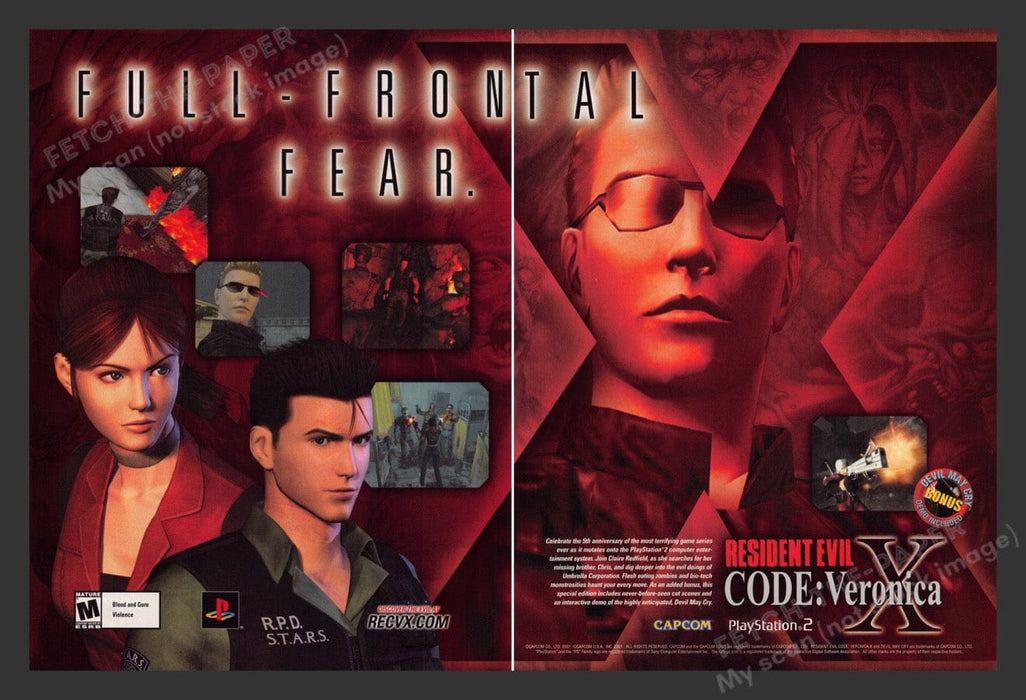 2001 Resident Evil X Code: Veronica Video Game Print Advertisement (2 Pages)