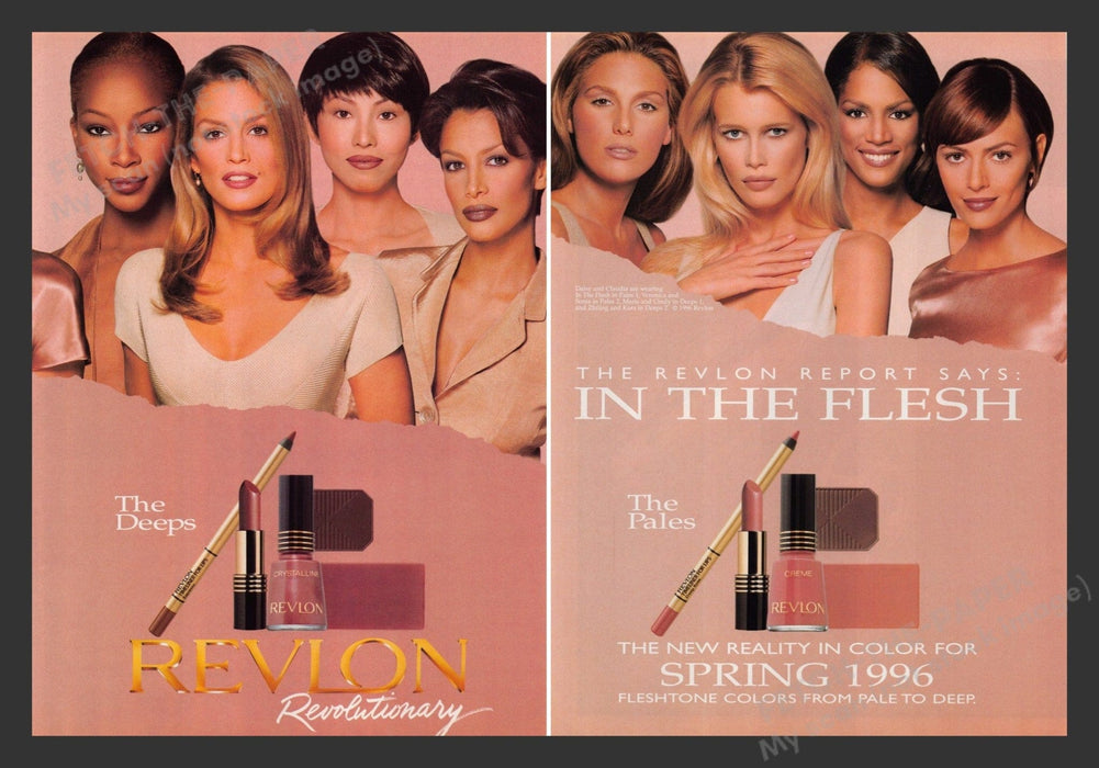 Revlon 1990s Print Advertisement 1996 Cosmetics Crawford Schiffer Fuentes Fetch the Paper!