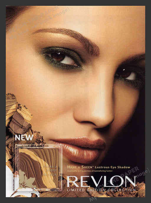 Revlon 2000s Print Advertisement Ad 2008 Cosmetics Make a Sheen Lustrous Eye Fetch the Paper!