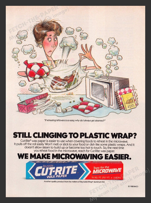 1989 Reynolds Cut-Rite Wax Paper Microwaving Print Advertisement Ad