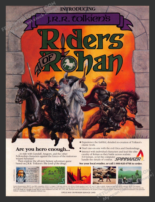 1990 Print Advertisement Rider of Rohan Video Game Ad.