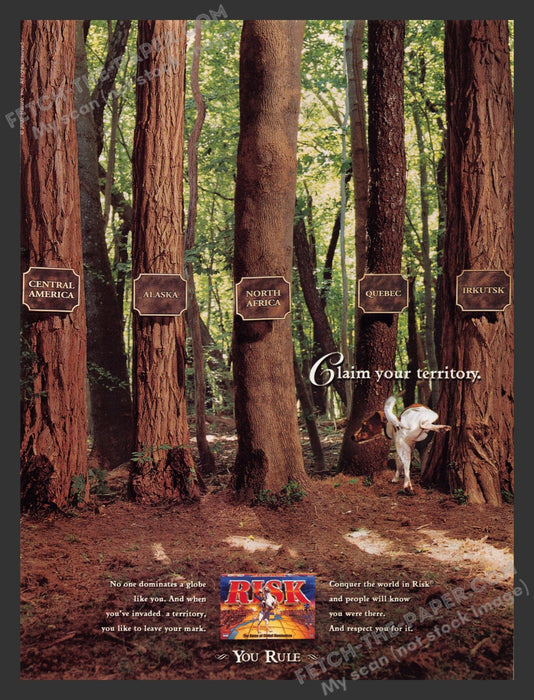 2001 Risk Board Game "Claim Your Territory" Print Advertisement Ad.